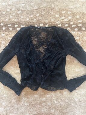 Zara Lace Button Down Blouse